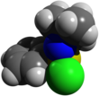 Space-filling model of N-tert-butylbenzenesulfinimidoyl chloride