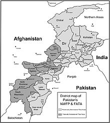 Air Intelligence map: Map showing the air domain of the districts of the Tribal areas (FATA) and the Khyber-Pakhtunkhwa province of Pakistan. NWFP and FATA.jpg