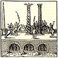 Αναπαράσταση του 1556 των μνημείων του Ιπποδρόμου. Από αριστερά προς τα δεξιά, Οβελίσκος του Θεοδόσιου, Τρικάρηνος Όφις, Κίονας του Κωνσταντίνου