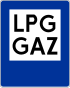 Polish road sign indicating an Autogas station. PL road sign D-23a.svg