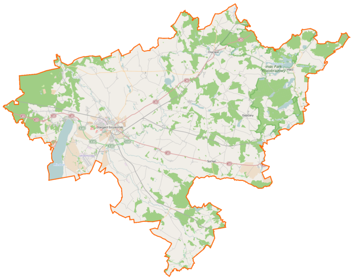 Mapa konturowa powiatu stargardzkiego