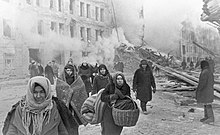 Citizens of Leningrad during the 872-day siege, in which about one million civilians died RIAN archive 2153 After bombing.jpg