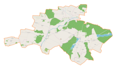 Mapa konturowa gminy Radków, blisko centrum na lewo znajduje się punkt z opisem „Dzierzgów”