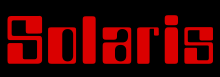 Red blocky text reading "SOLARIS"