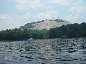 View of Stone Mountain from the lake, Georgia, USA