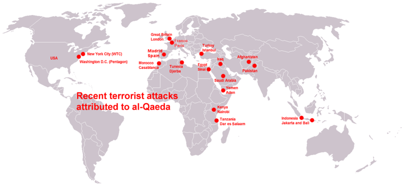 Terroristische aanslagen van Al Qaida in de wereld