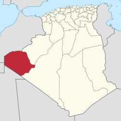 Map of Algeria highlighting Tindouf