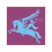 light blue Pegasus and rider on purple background