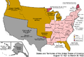 Image 3The states and territories of the United States as a result of Missouri's admission as a state on August 10, 1821. The remainder of the former Missouri Territory became unorganized territory. (from Missouri)