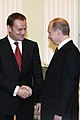 Premier Tusk z prezydentem Rosji Władimirem Putinem, luty 2008