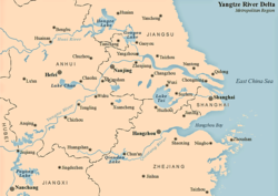 Карта на градския пояс на делтата на Яндзъ