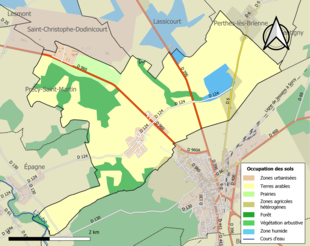 Carte en couleurs présentant l'occupation des sols.