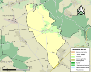 Carte en couleurs présentant l'occupation des sols.