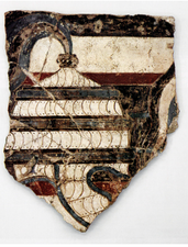 Шлем из клыков кабана на фреске из Акротири, 1600 г. до н. э.