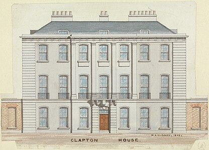 Clapton House, watercolor over graphite, 1842