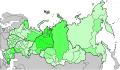 Дял на азербайджанците, по субекти на Руската федерация (в %)