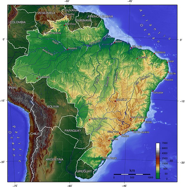 Физическа карта на Бразилия