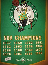 Logo of the Boston Celtics basketball team C's banner.JPG