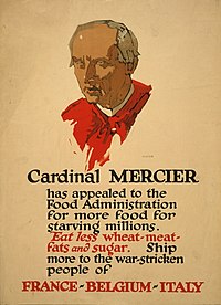 Plakát s kardinálem Mercierem z první světové války