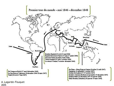 Mapa první cesty kolem světa 1846–1848