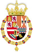 Escudo de armas de Carlos II ya sin el escudo de Portugal (1668 - 1700)