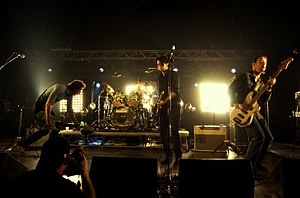 Deus performing at Rolling Stone in Milan: Tom Barman, Stéphane Misseghers, Mauro Pawlowski and Alan Gevaert