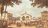 Kopfbau des Leipziger Bahnhofs in Dresden (1839)