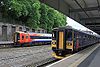 Trains of South West Trains and Great Western Railway at Exeter Central station in 2014