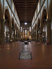 The nave facing east Florence, Santa Croce (1294-1385), nave.jpg