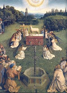 El xai blanc al Retaule de Gant de Jan van Eyck. (1432)