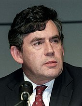 Gordon Brown (pictured in 2004) was Chancellor of the Exchequer under Blair. Together, they made a pact that Brown would succeed Blair as prime minister. Gordon Brown portrait.jpg
