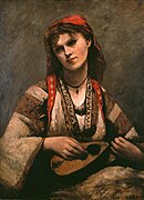 Jean-Baptiste Camille Corot (1796–1875) sin Mandolinspillerske (1874).