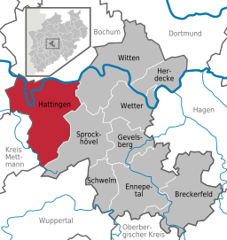 Läget för staden Hattingen i Ennepe-Ruhr-Kreis