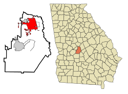 Location in Houston County and the state of جارجیا (امریکی ریاست)