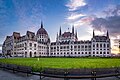 Exterior view of the Hungarian Parliament seen from Kossuth Square