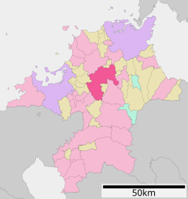 Situering van Iizuka in de prefectuur Fukuoka