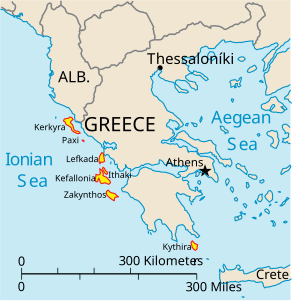 Территория республики занимала 6 больших и несколько малых островов в Ионическом море