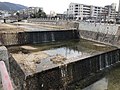 芦屋川跨線水路橋の上から芦屋川を南方より撮影。（2019年1月撮影）