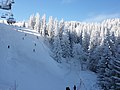 View on ski slope from chairlift