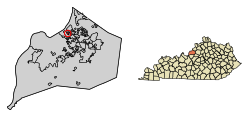 Location of Riverwood in Jefferson County, Kentucky