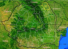 Harta României cu județul Botoșani indicat