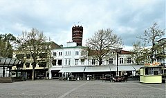 Kvarteret Blockmakaren på den nordöstra sidan av Larmtorget, med Kalmarhemshuset skymt längst till vänster