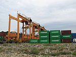 RTG-kranar i containerterminalen i Kuantans hamn i Malaysia