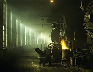 The Chicago and Northwestern roundhouse in Chicago, Illinois