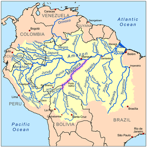 Beseni ya Amazonas pamoja na Mto Madeira