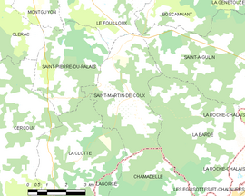 Mapa obce Saint-Martin-de-Coux