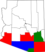Карта Аризоны с указанием округов Гадсдена Покупки.svg