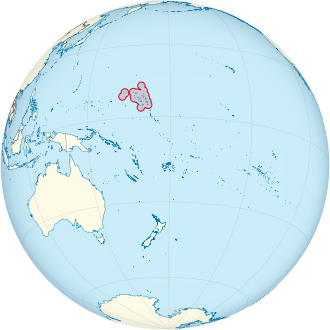 Marshall Islands on the globe (small islands magnified) (Polynesia centered).svg