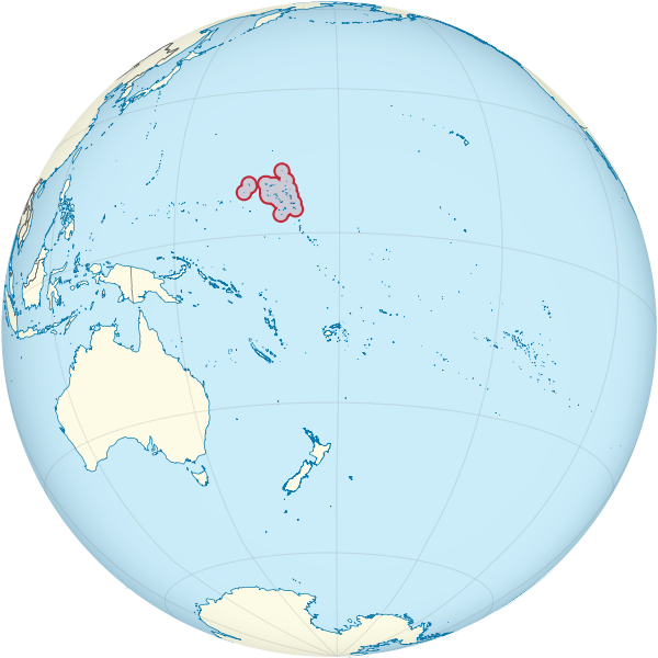 Ficheiro:Marshall Islands on the globe (small islands magnified) (Polynesia centered).svg