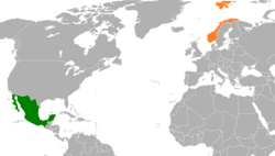 Карта с указанием местоположения Мексики и Норвегии